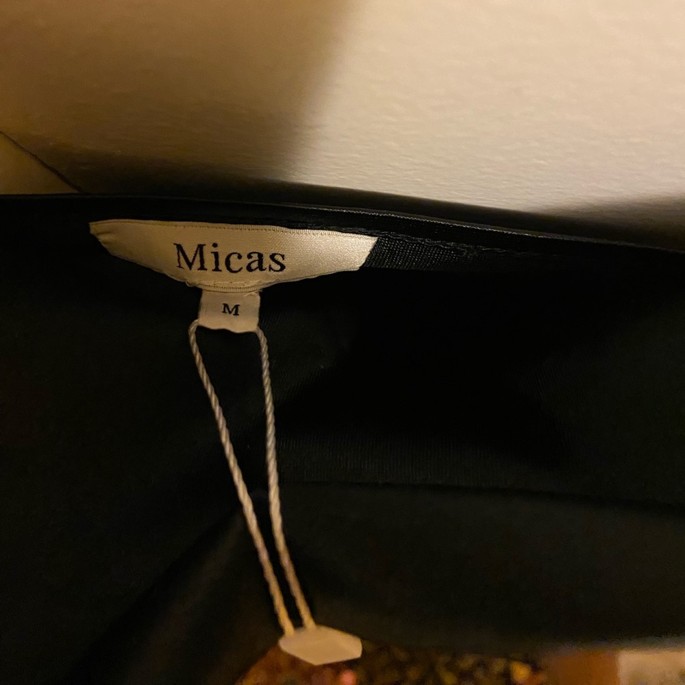 Micas - Brand New - Satin Draped Black Midi Dress - Sz M - Picture 3 of 10